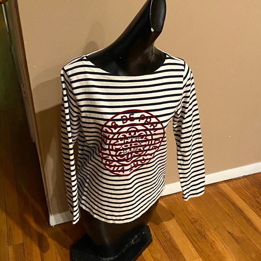 J. Crew Nautical Blue/White striped shirt Size S